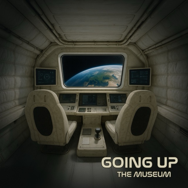 Artist's impression of the interior of our spaceship-themed escape room, featuring futuristic computers and seating arranged around a central command column, capturing the immersive sci-fi setting