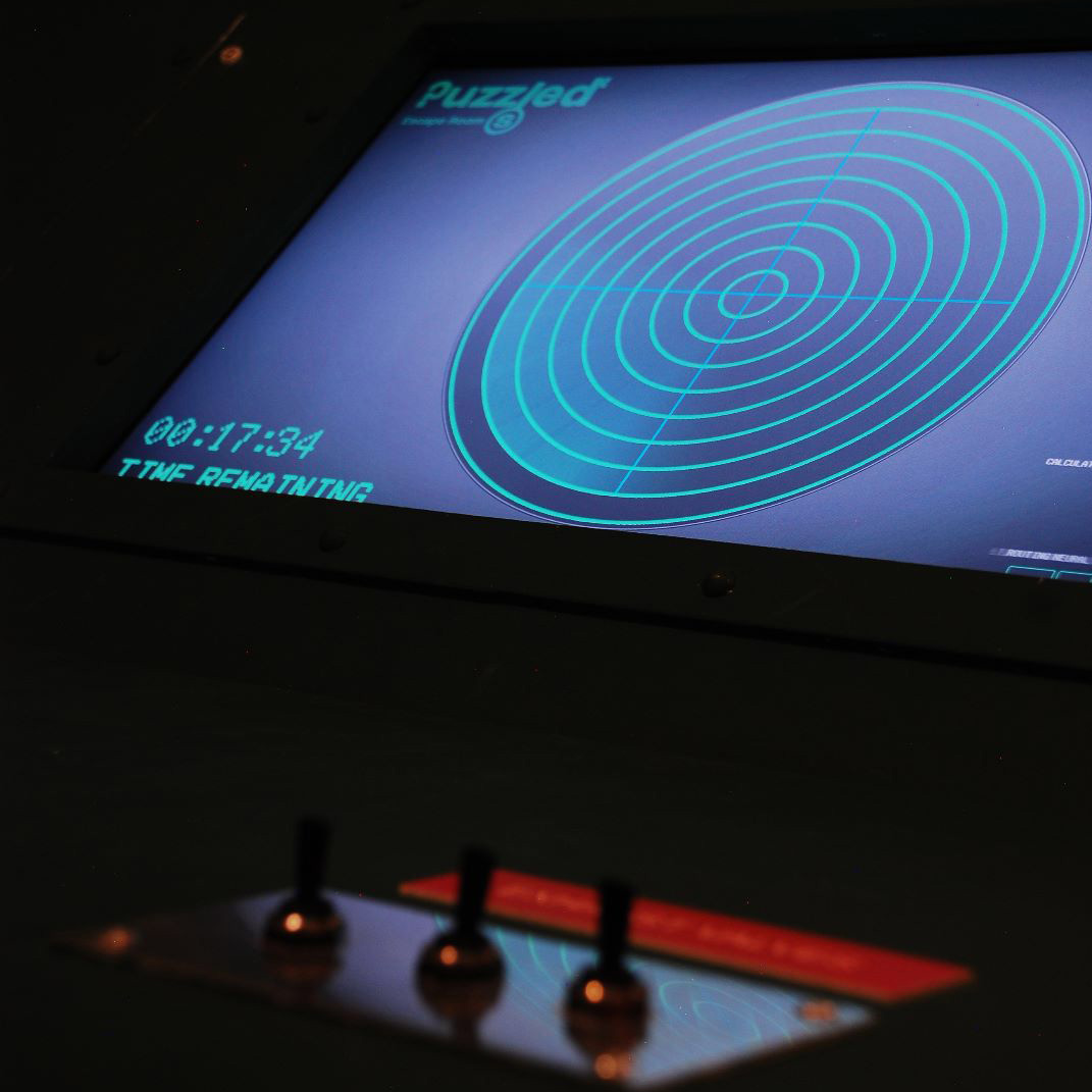A ships radar at Puzzled, scanning the area in Cardiff while a timer counts down